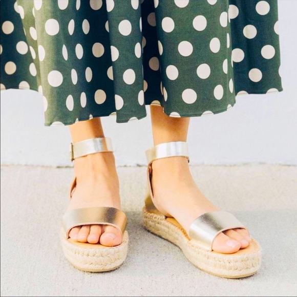 SOLUTOS Cadiz Leather Gold Espadrilles platform ankle Sandals size 6 - Picture 15 of 15